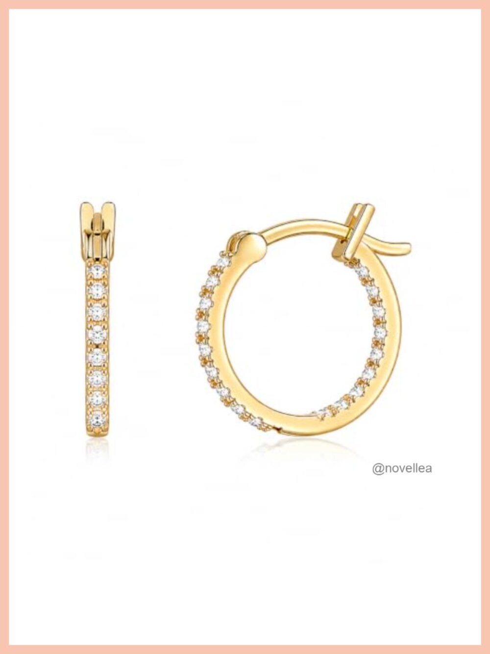 14K Gold CZ Pave Hoop Earrings for Women | Sparkly Round Huggie Hoops